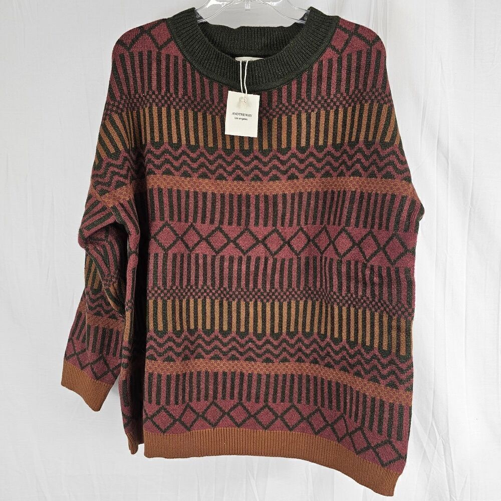 And The Why Red Orange Gray Knit Sweater Soft Women's Size M/L Cosby